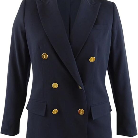 NWT Lauren Ralph Lauren Women's Plus Double Breasted Wool Crepe Blazer Sz 16W - Picture 9 of 10